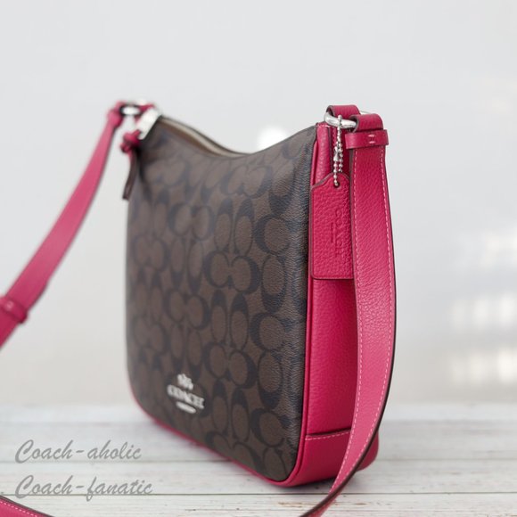 NWT Coach C1649 Ellie File Bag In Signature Canvas Brown/Bright Violet - Picture 6 of 12